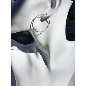 Sterling Silver 925 Hoop Earrings Classic Design 2-Inch Diameter‎